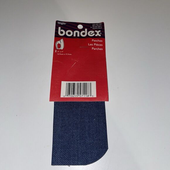Lot of 2 ~ Bondex Iron-On Patches Patches 5" x 7" - Blue Denim/Worn Denim - Picture 3 of 3